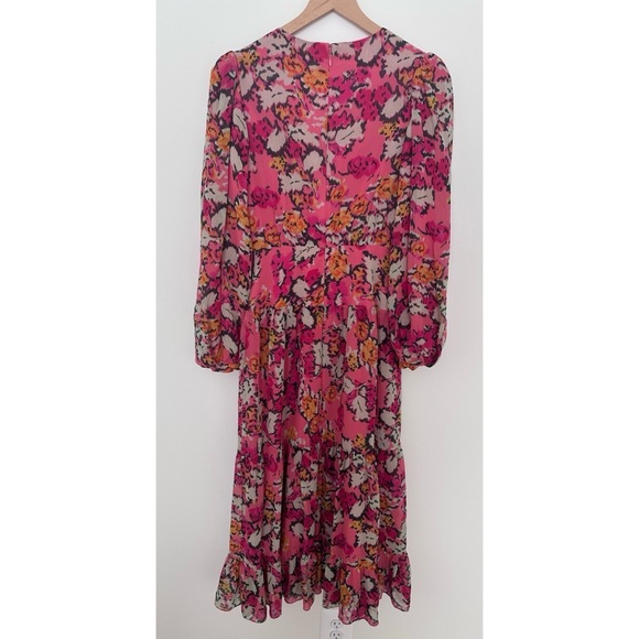 SALONI  Isabel Floral Long Puff Sleeve 100%
Silk Maxi Dress Size 0 - Picture 7 of 12